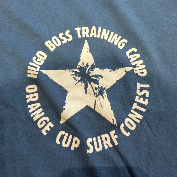 Boys HUGO BOSS T-Shirt Top Blue White Logo 100% Cotton Size 8 Like New - Picture 2 of 5